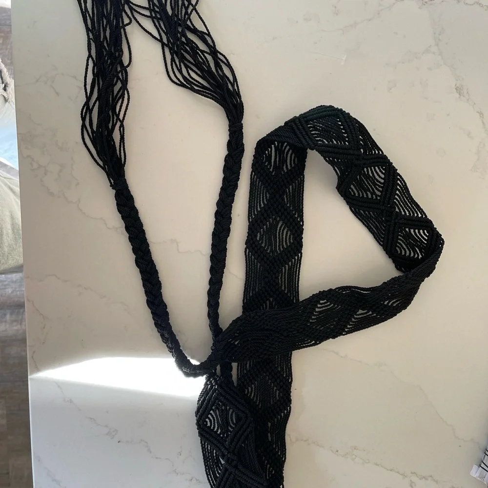 Boho Black macramé belt-OS